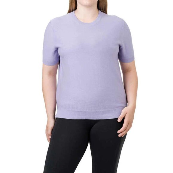 NEW Kersh Ottoman Silk Blend Short Sleeved Sweater | Lilac - Picture 1 of 8
